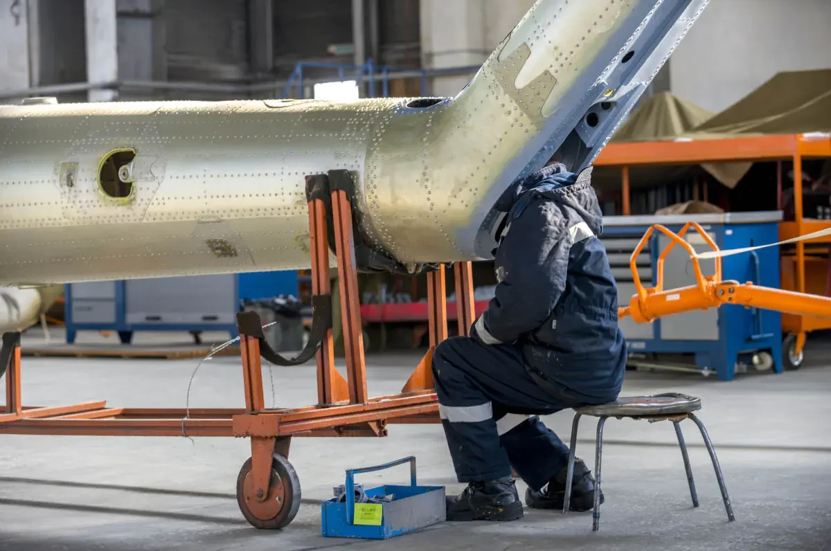 405 aircraft repair plant servicing helicopters of the Mil family. Almaty, Kazakhstan