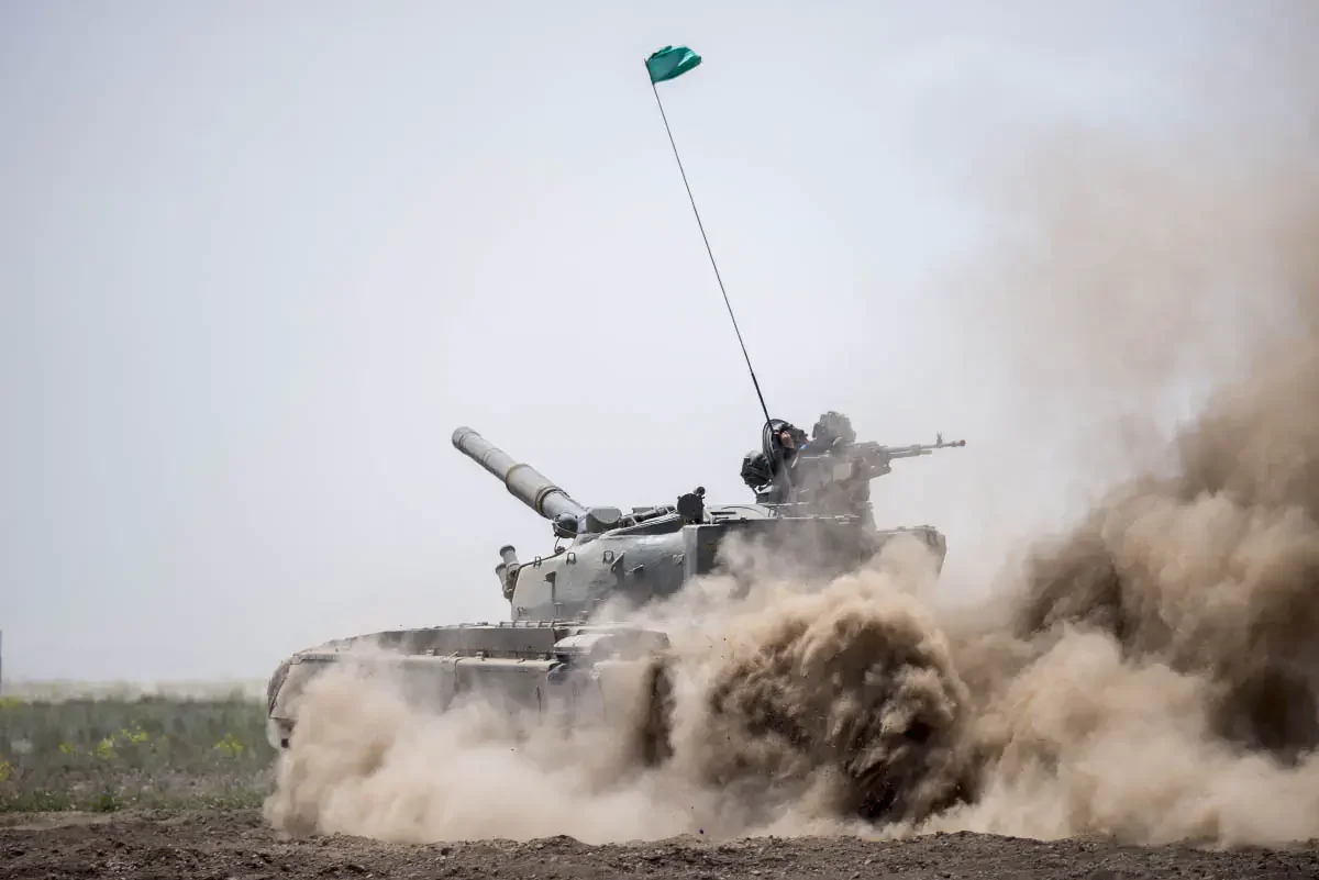 The Kazakh military is preparing for a tank biathlon competition. Ayagoz, Kazakhstan
