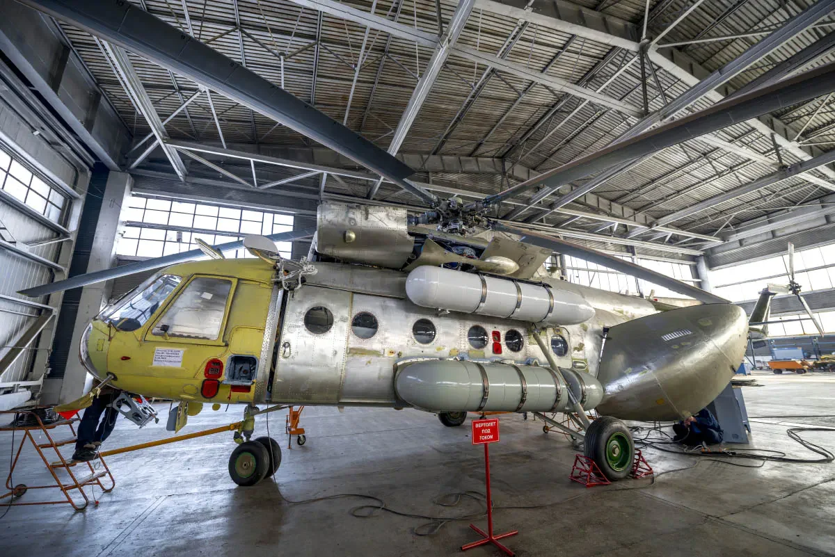 405 aircraft repair plant servicing helicopters of the Mil family. Almaty, Kazakhstan