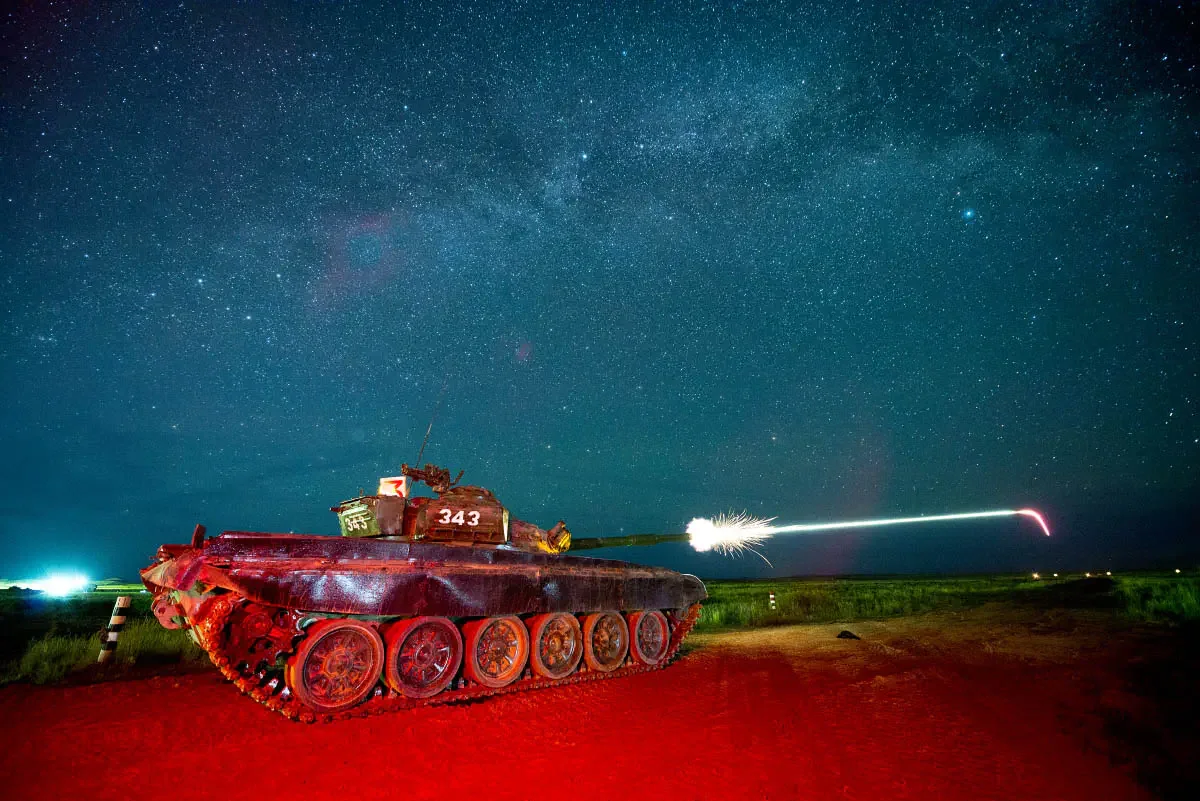 The Kazakh military is preparing for a tank biathlon competition. Ayagoz, Kazakhstan