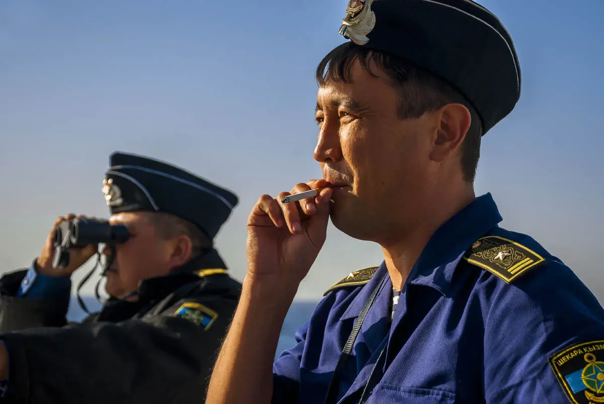Units of the Kazakh Coast Guard control the water border of Kazakhstan on the Caspian Sea