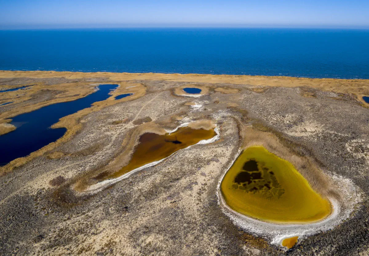 The surface of a salt lake in the area of Balkhash Lake