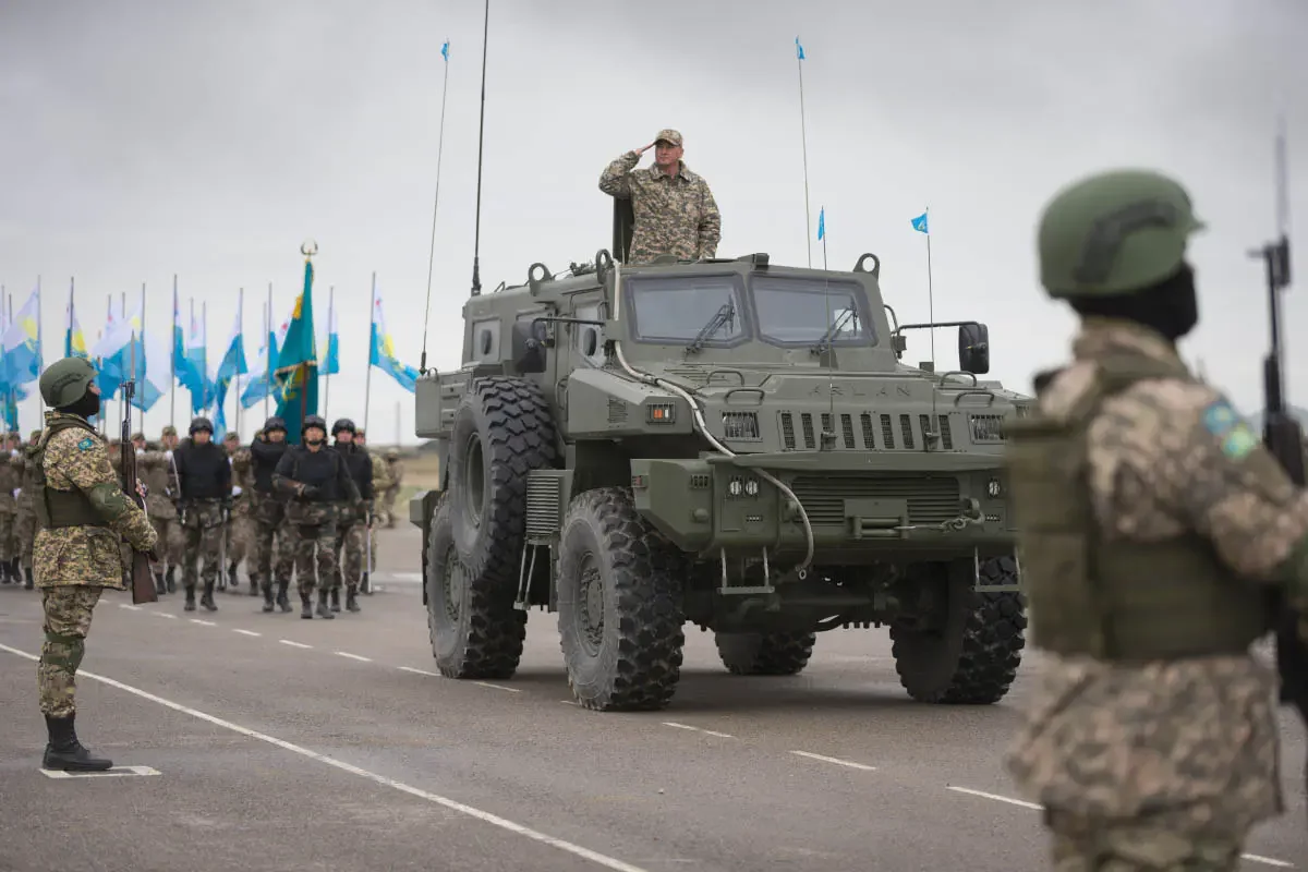 The Armed Forces of Kazakhstan holds Battle Parades (Russian: Боевой парад) every couple of years on 7 May, which is Defender of the Fatherland Day in Kazakhstan
