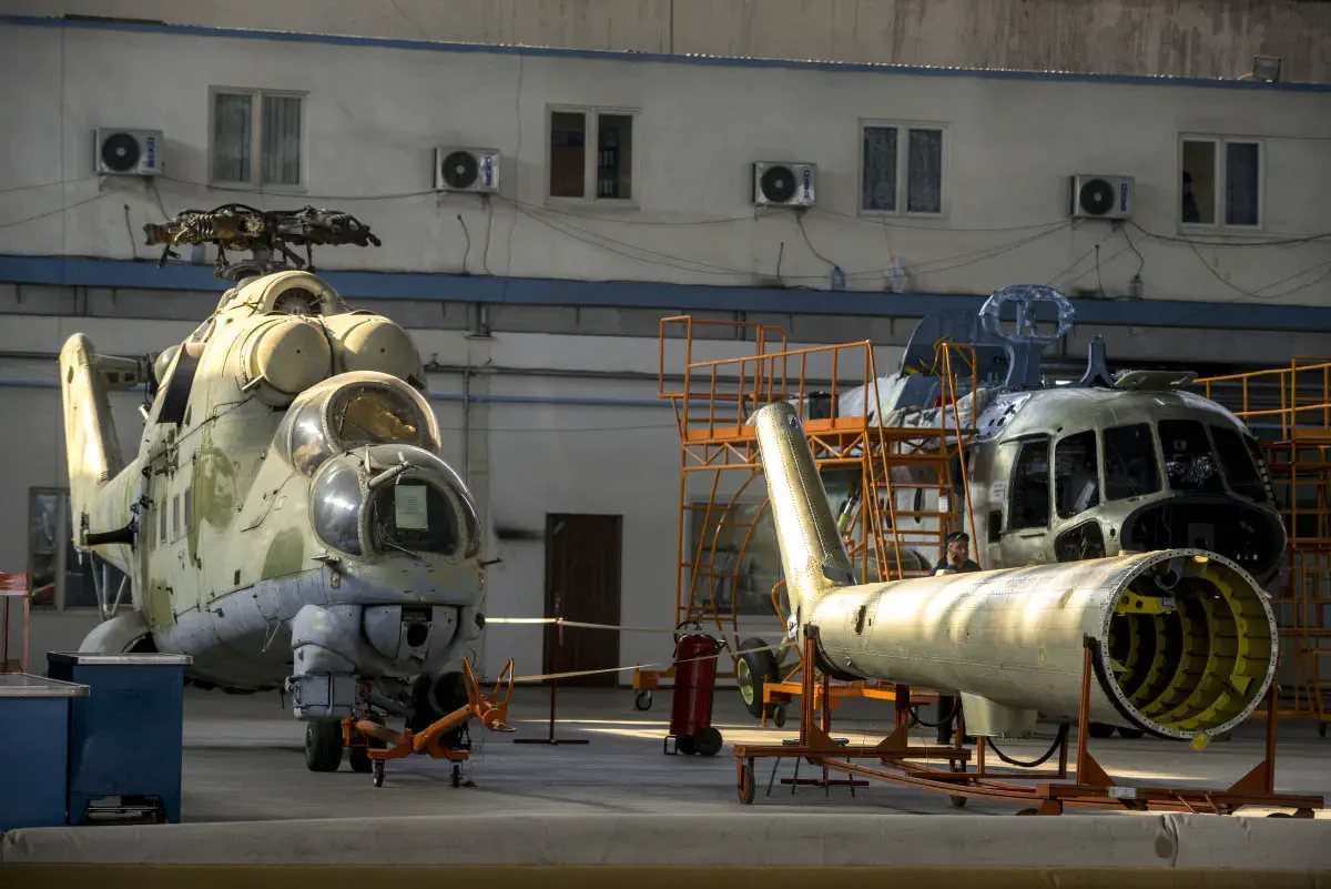 405 aircraft repair plant servicing helicopters of the Mil family. Almaty, Kazakhstan