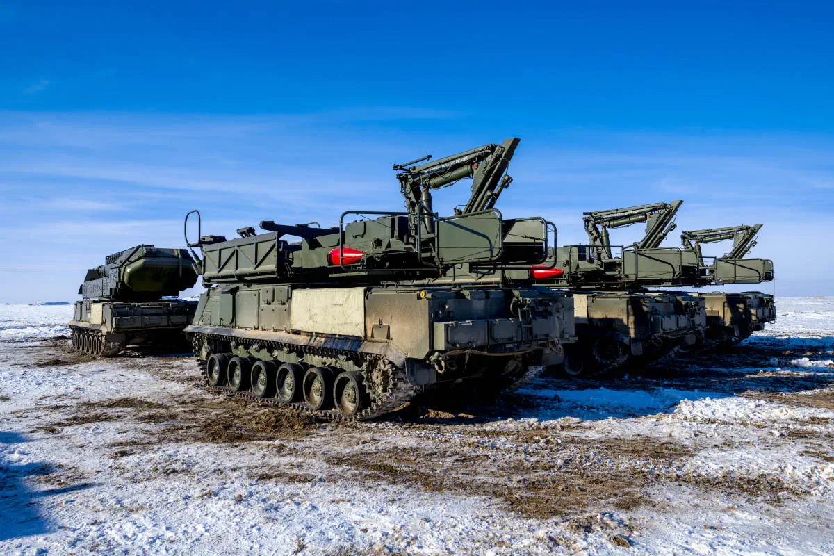 Buk-М2 missile system (NATO reporting name SA-17 Grizzly) Kazakh Air Defense Forces. Sary-Shagan missile testing range