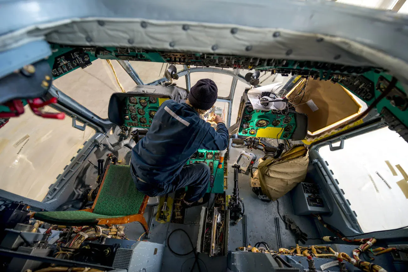 405 aircraft repair plant servicing helicopters of the Mil family. Almaty, Kazakhstan