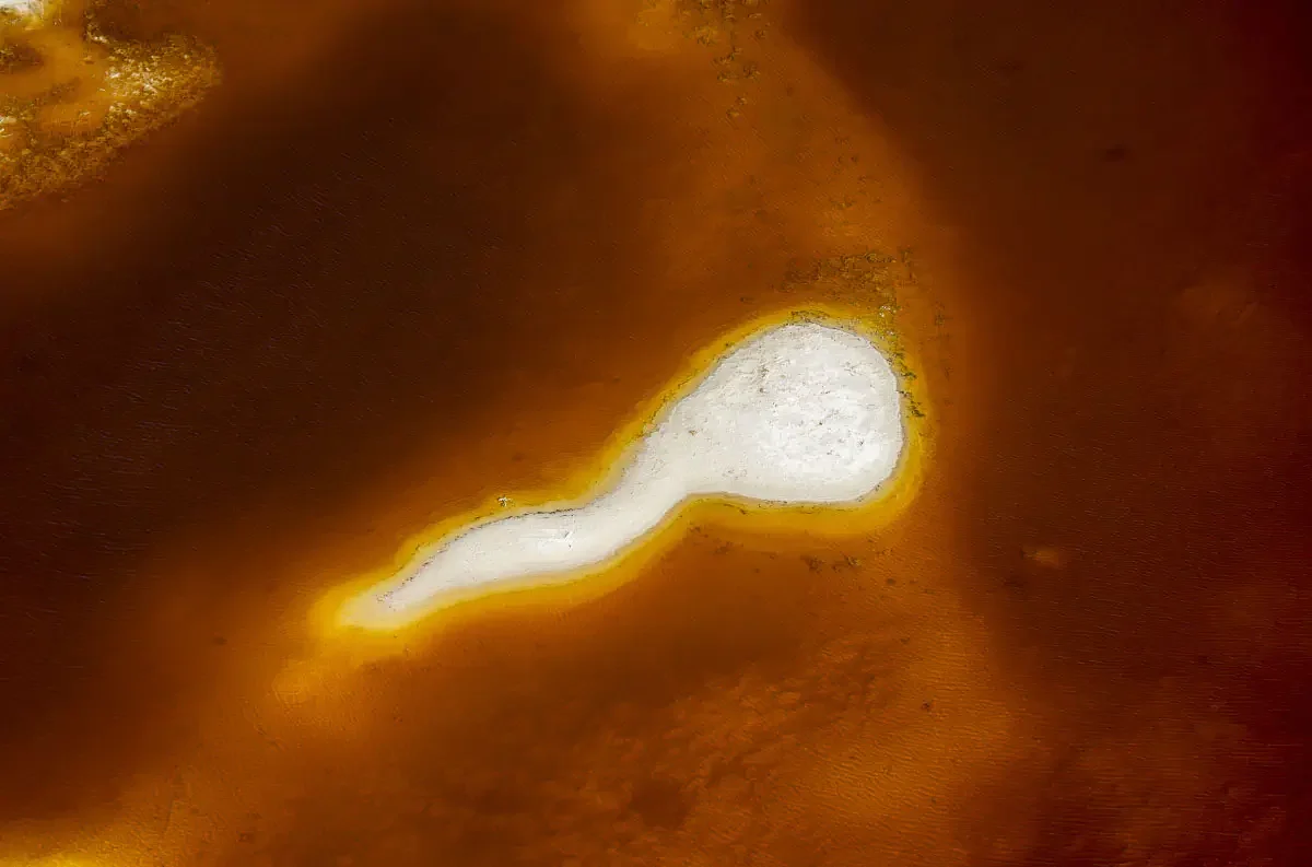 The surface of a salt lake in the area of Balkhash Lake