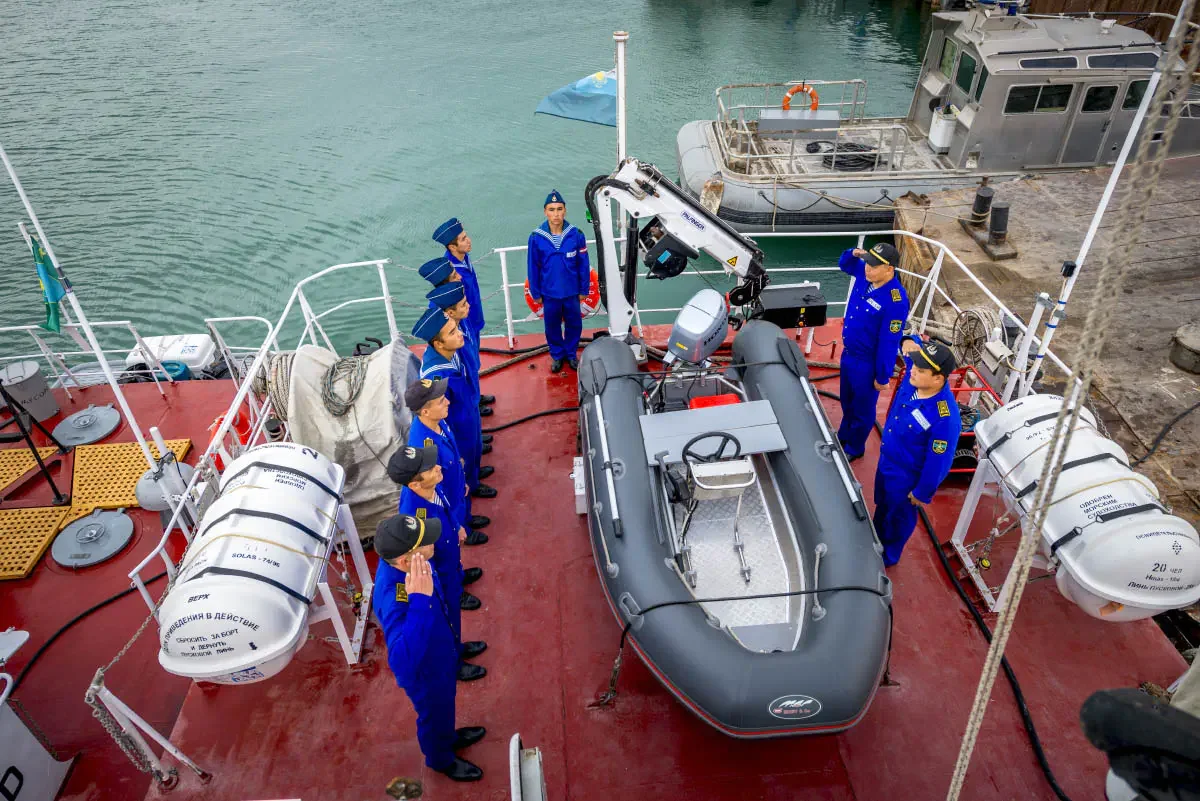 Units of the Kazakh Coast Guard control the water border of Kazakhstan on the Caspian Sea