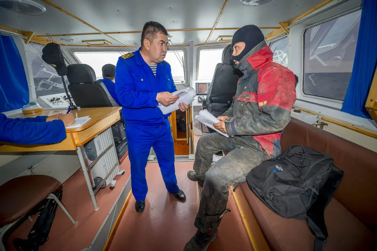 Units of the Kazakh Coast Guard control the water border of Kazakhstan on the Caspian Sea