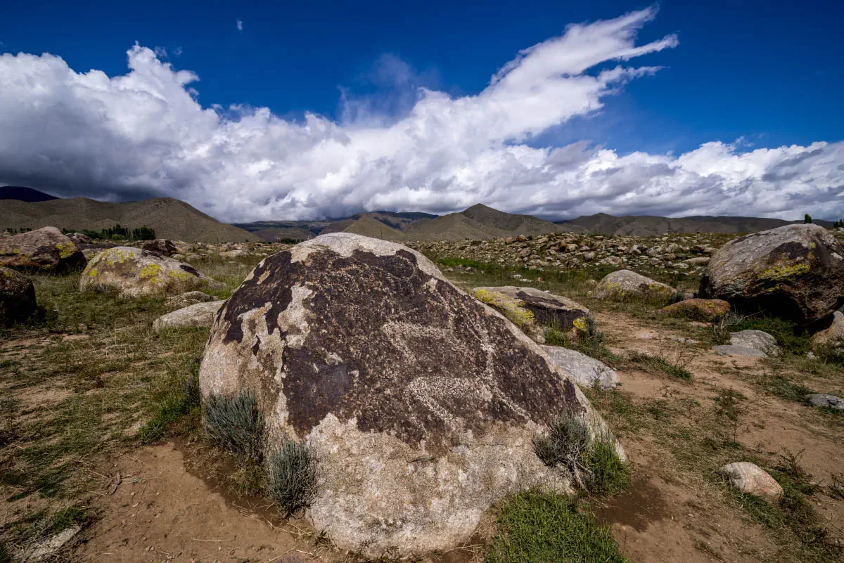 Petroglyphs in the district of Cholpon-Ata, Issyk-Kul region, Kyrgyzstan
