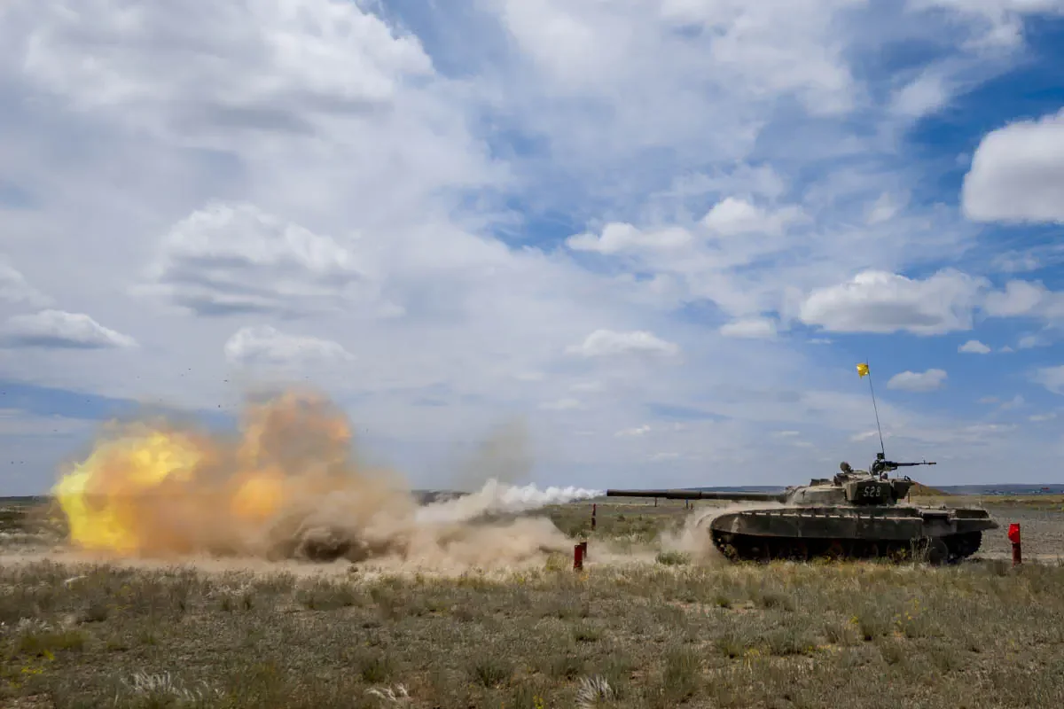 The Kazakh military is preparing for a tank biathlon competition. Ayagoz, Kazakhstan